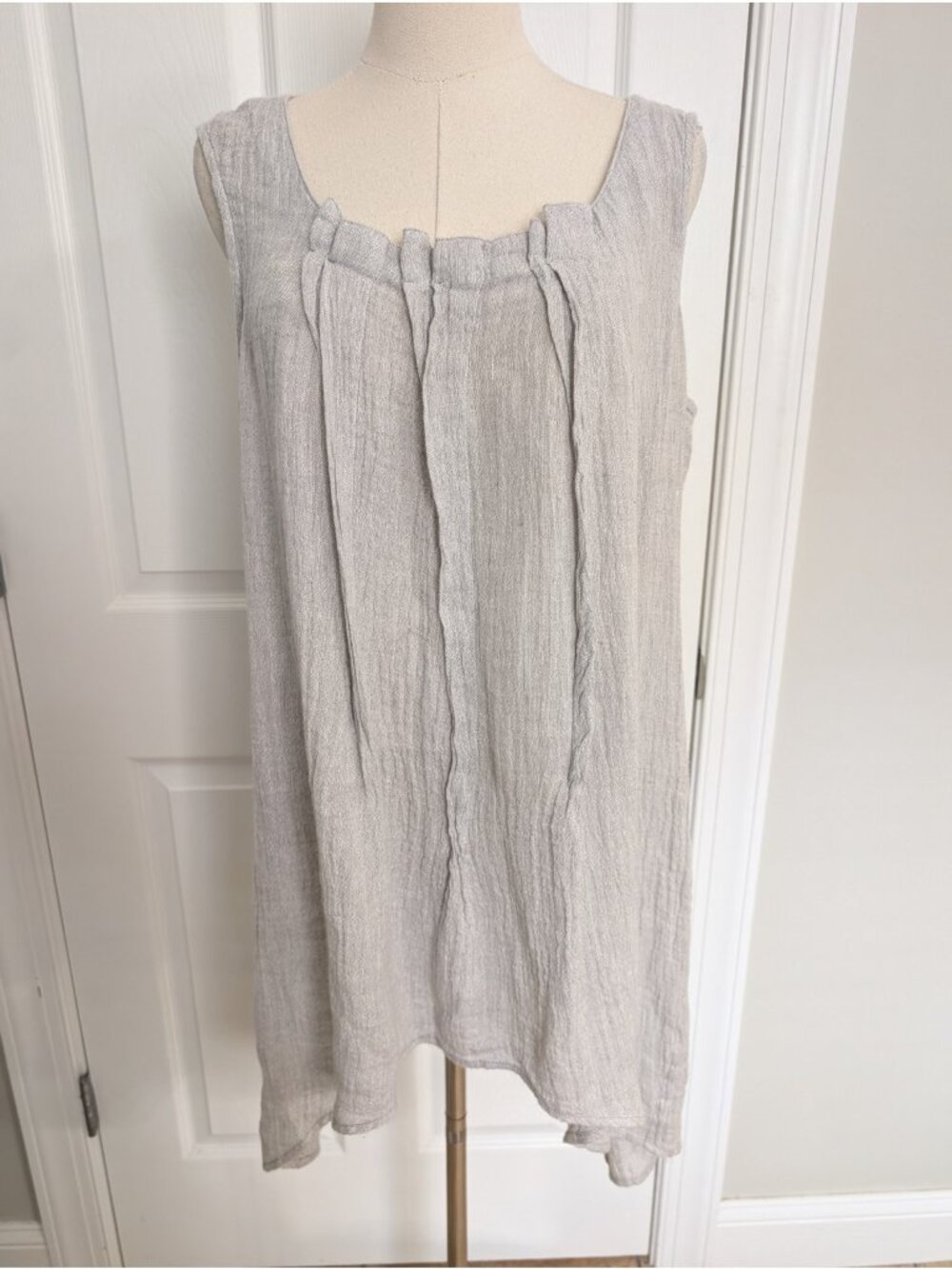 STELLA CARAKASI Grey Linen Handkerchief Shark Bite Hem Dress Sz L